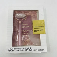 Modern Expressions 3 Piece Facial Tool Set Jade Roller Gua Sha & Sheet Mask