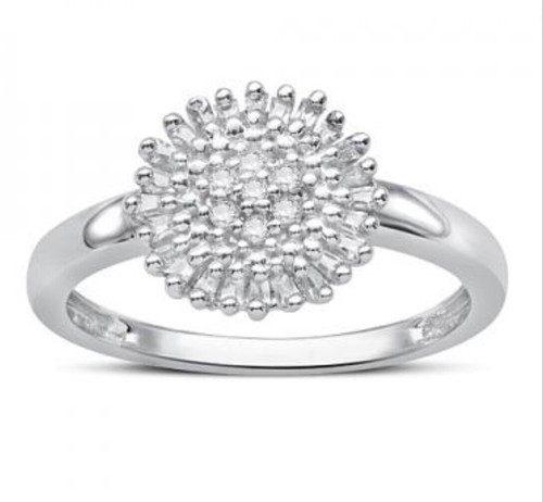 GORGEOUS WOMANS 14K WHITE GOLD FINISH DIAMONDS SIZE 7 DESIGNER RING - Picture 7 of 13