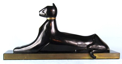 MIDCENTURY MODERN SPHINX STYLE BLACK CAT STATUE DARA INTERNATIONAL LTD 1983
