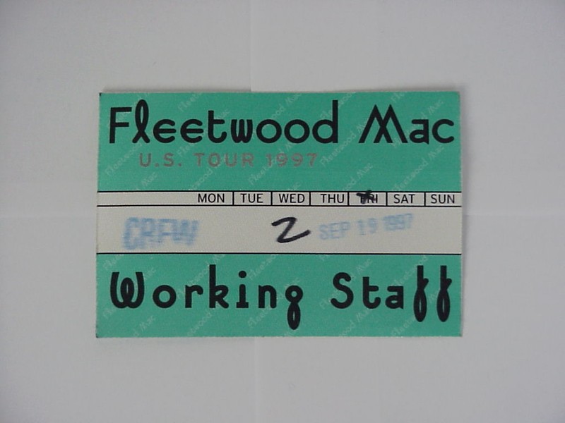 1997 FLEETWOOD GREEN-THE DANCE-BLUE WORKING STAFF-UNUSED BACKSTAGE PASS