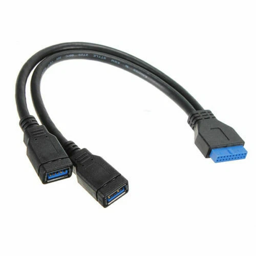 Dual USB 3.0 Female Ports to Motherboard 20pin Header Cable Splitter Front Panel - Image 2 of 4