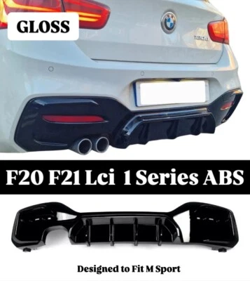 STM BMW 1 Series F20 F21 LCI Gloss Black Rear Diffuser Lip Valance Bumper 15-19