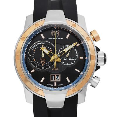 NWT Technomarine UF6 Chronograph Date Quartz Black Dial Men\'s Watch Technomarine UF6 Chronograph Black Dial Rubber Band Steel  main image 4