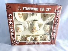 Vintage Stoneware Tea Set 12 pcs. Girl and dog McCrory Corp