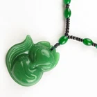 40x34x12mm 1Strand Manmade Green Jade Fox Necklace 17.5 inch