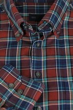 Scott Barber Men's Red Blue & Teal Cotton Casual Shirt L Large