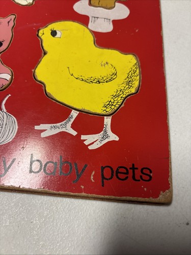 Vintage RARE Playskool Toys Wooden Puzzle MY BABY PETS 155AN-14 VERY GOOD FS - Picture 4 of 6