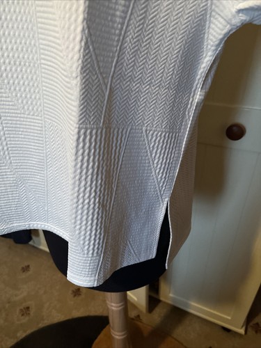 Ladies Ivory Textured Stretch Jersey Sleeveless Ruffle Trim Top Size L NEW - Picture 4 of 10