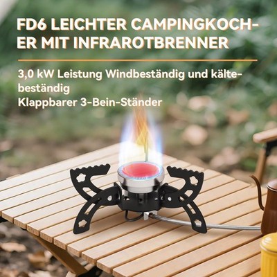 REDSUN FD6 3,0kW Hochleistungs Infrarot Gaskocher Ultraleicht für Trekking Outdo