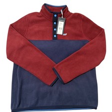 Vineyard Vines Kids Colorblock Fleece Quarter Zip Pullover Crimson Navy Size M