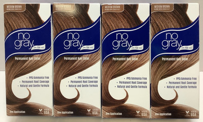 No Gray On The Go Root Touch Up Permanent Hair Color, Medium Brown, 4pk