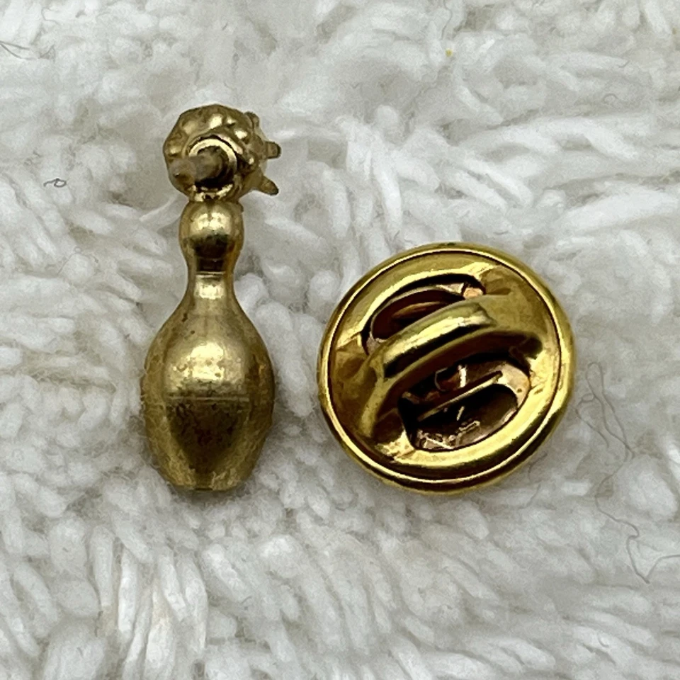 Vintage Bowling Tie Tack Ball and Pin Gold Tone .75" - Image 4 of 4