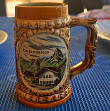 Steingut Bierkrug mit Henkel, Motiv &bdquo;Oberammergau &ldquo; &ndash; Thema Bier & Brauerei