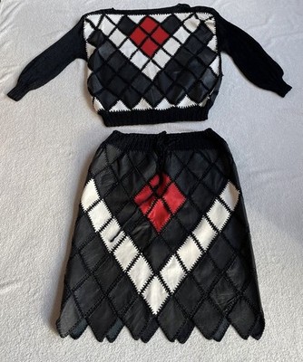 Leder - Patchwork Rock & Oberteil Harlekin Argyle Vintage