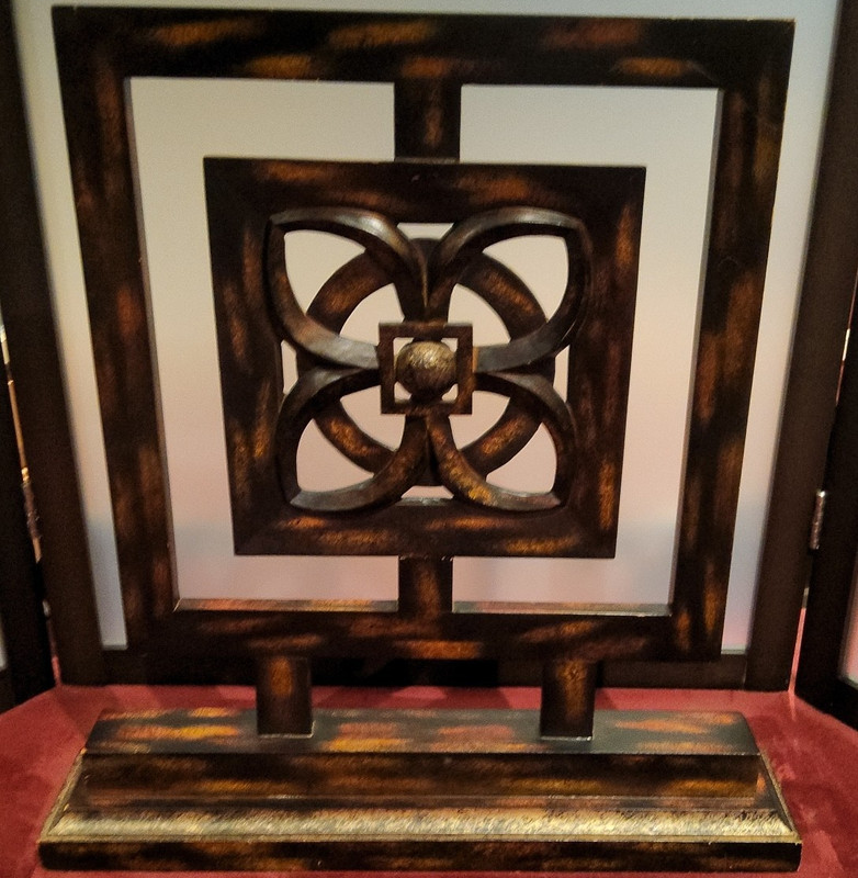 Abstract Square Metal Freestanding Sculpture Decor, Brown Black Finish