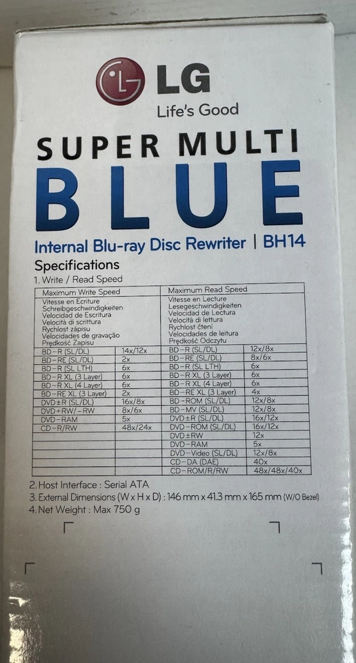 LG BH14NS40 Blu--Ray Disc ReWriter BD, Open Box *Not Tested* - Image 3 of 4