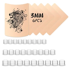 306Pcs Tattoo Practice Kit - 6Pcs 5.9"X7.8" 3MM Fake Skin & 300Pcs Mixed Tattoo 