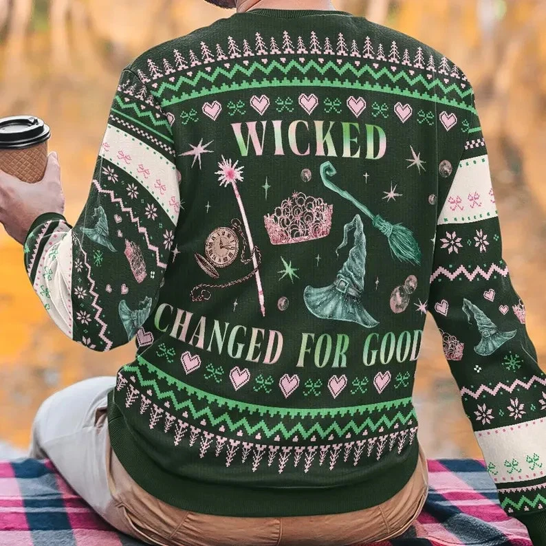 Wicked Changed For Good Ugly Xmas Sweatshirt, Wizard Defy Gravity Sweater