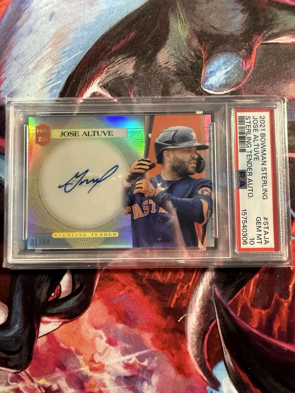 2021 Bowman Sterling Jose Altuve Sterling Tender Auto /99 PSA 10 view 1