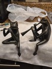 VTG 2 pc Bronze Frog Musical Sculpture