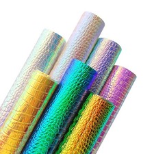7 Pack Metallic Iridescent Faux Leather Sheets Crocodile Pattern