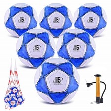 6 Pack Classic deflated Soccer Balls Size 5 with Pump and Mesh Bag for Indoor...
