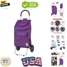 Trolley Dolly Purple Foldable Shopping cart for Groceries with Wheels and Rem...