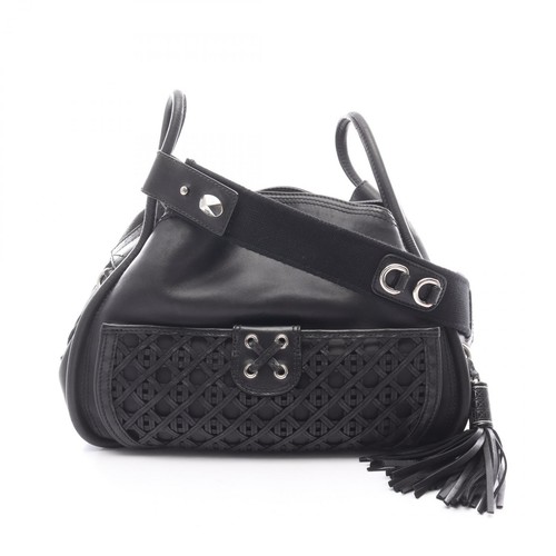Dior Cannage Lace Pocket Shoulder Bag leather ladies black Used