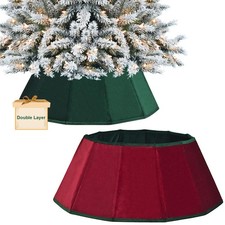 Red Christmas Tree Collar 25.6" Velvet Double-Sided Holiday Decor Skirt