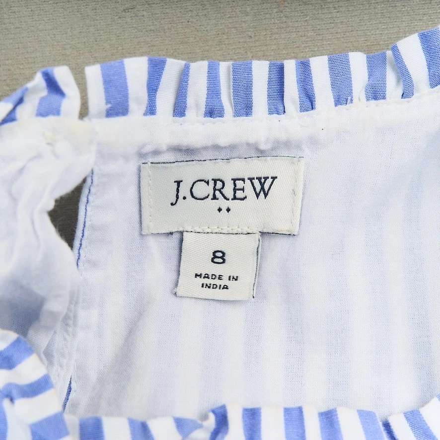 J Crew заводской женщин без рукавов ярусный Midi платье Sz 8 синий белый хлопок - Изображение 2 из 4