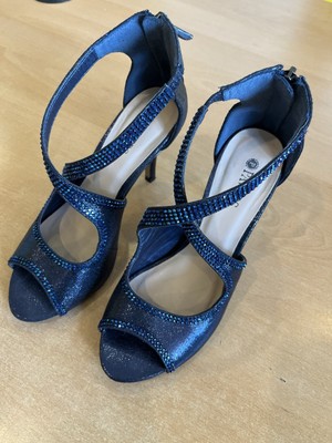 Pavers Women's Navy Sparkly Diamant4 Evening Heels Shoes UK Size
