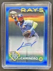 2024 Topps Chrome Update Junior Caminero Auto RC Blue Refractor #/150 Rays