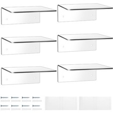 Wenqik 6x6" Clear Acrylic Floating Wall Display Shelves - Pack of 6