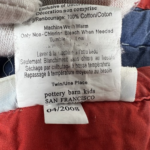 Pottery Barn Kids Puppy Dog Patchwork 2 Piece Quilt Set Twin Size Blue Red - Picture 3 of 17