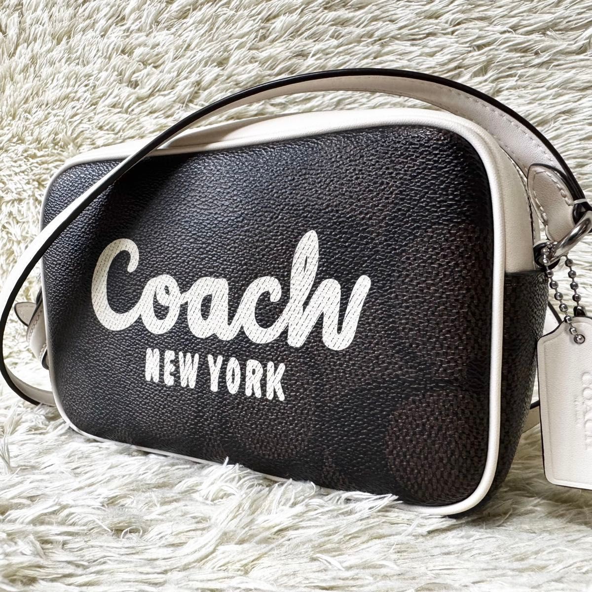 COACH Jamie Signature PVC Leather Crossbody Camera Bag in Walnut Chalk