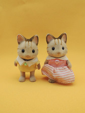 SYLVANIAN FAMILIES - Chat Rayés - Lot de 2 Figurines Bébés - Vintage 80's