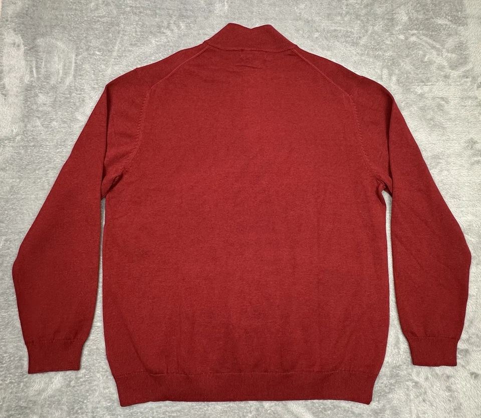 Suéter Roundtree & Yorke Para Hombres XL Rojo Oscuro Tejido 1/4 Cremallera Pullover Exterior NUEVO Foto 3 de 4