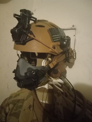 Speial Forces Bump Helmet w Halo Jump Mask and NVG Mount. Seals Devgru SOF