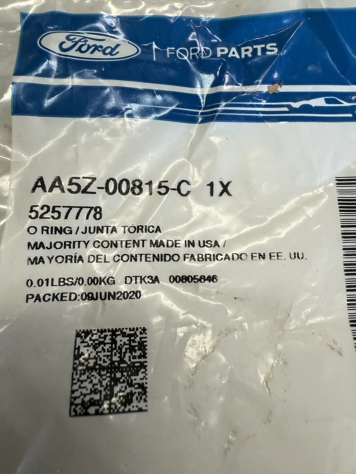 O-ring de tubo de óleo genuíno Ford 2013-2024 Ford AA5Z-00815-C - Imagem 3 de 3