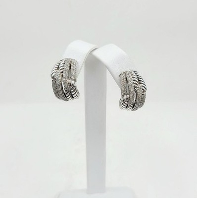 David Yurman Double Loop Labyrinth Ohrringe mit Pavé weißen Diamanten - RAR