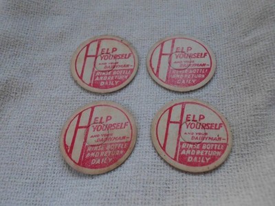 VINTAGE PAPPMILCHFLASCHENDECKEL ~ LÖCHER NOCH ERHALTEN KOMPLETT
