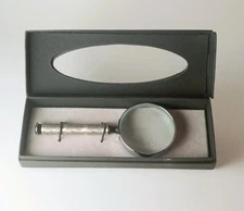 VTG 4.75" Pewter Handle Fairway Transit, Inc. Magnifying Glass with Original Box