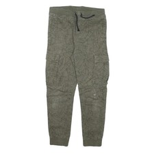 H&M Womens Cotton Blend Green Relaxed Cargo Trousers W28 L25 Drawstring