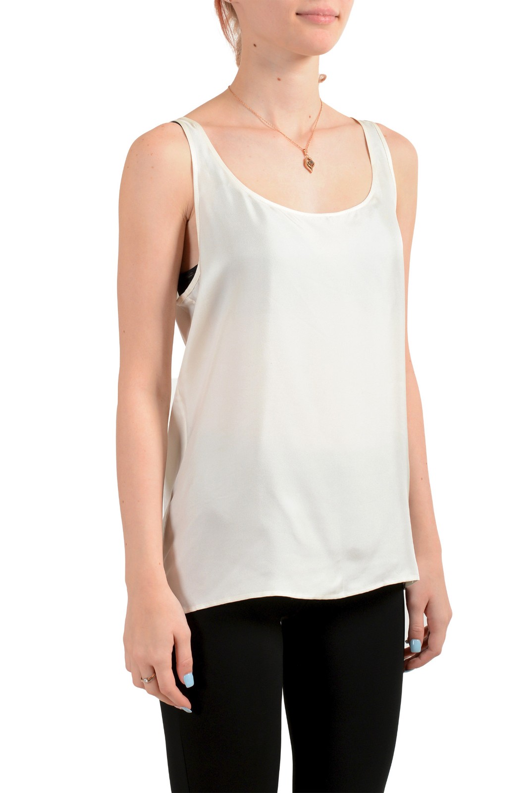 Dsquared2 Women's Ivory 100percent Silk tank Top Blouse US S IT 40 image 2