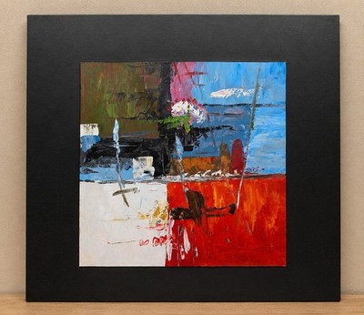 Großes abstraktes Acryl Gemälde auf Leinwand schwarze Tafel zeitgenössische moderne Kunst