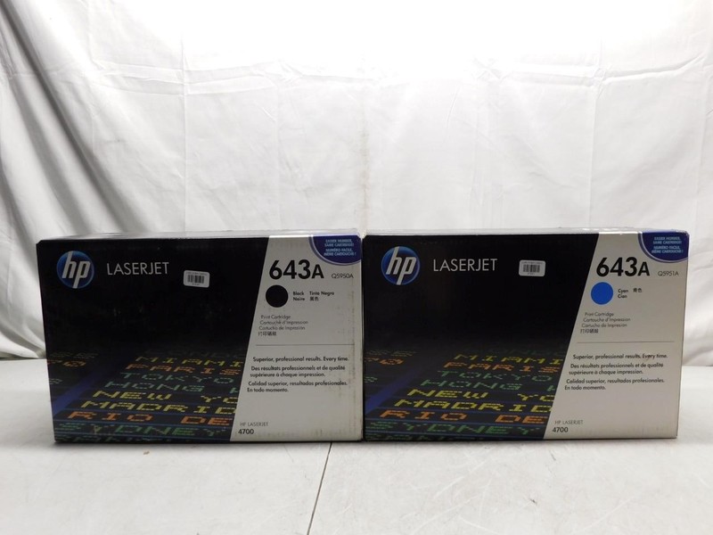 Lot of 2 New Genuine HP 643A Cyan & Black LaserJet Toner #30 (LVRC-47631,39)