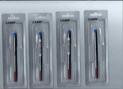 Lot of 4 Lamy #M63M Medium Blue-(4) Roller Ball Refills-New