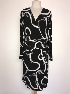 RALPH LAUREN - Damen ATEMBERAUBENDES SCHWARZ-WEISSES ABENDKLEID - Größe 22 - BRANDNEU