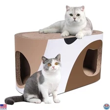 Big Cat Scratcher Lounge - Extra Large Corrugated Cat Scratcher Bed & Hideaway