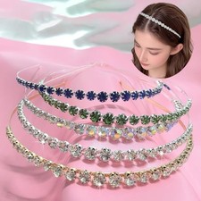 5PC Colorfull Crystal Rhinestones Silver Headband Bride Wedding Hair